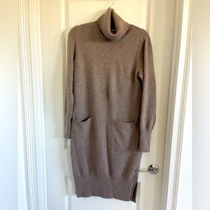 Turtle neck sweater dress.
